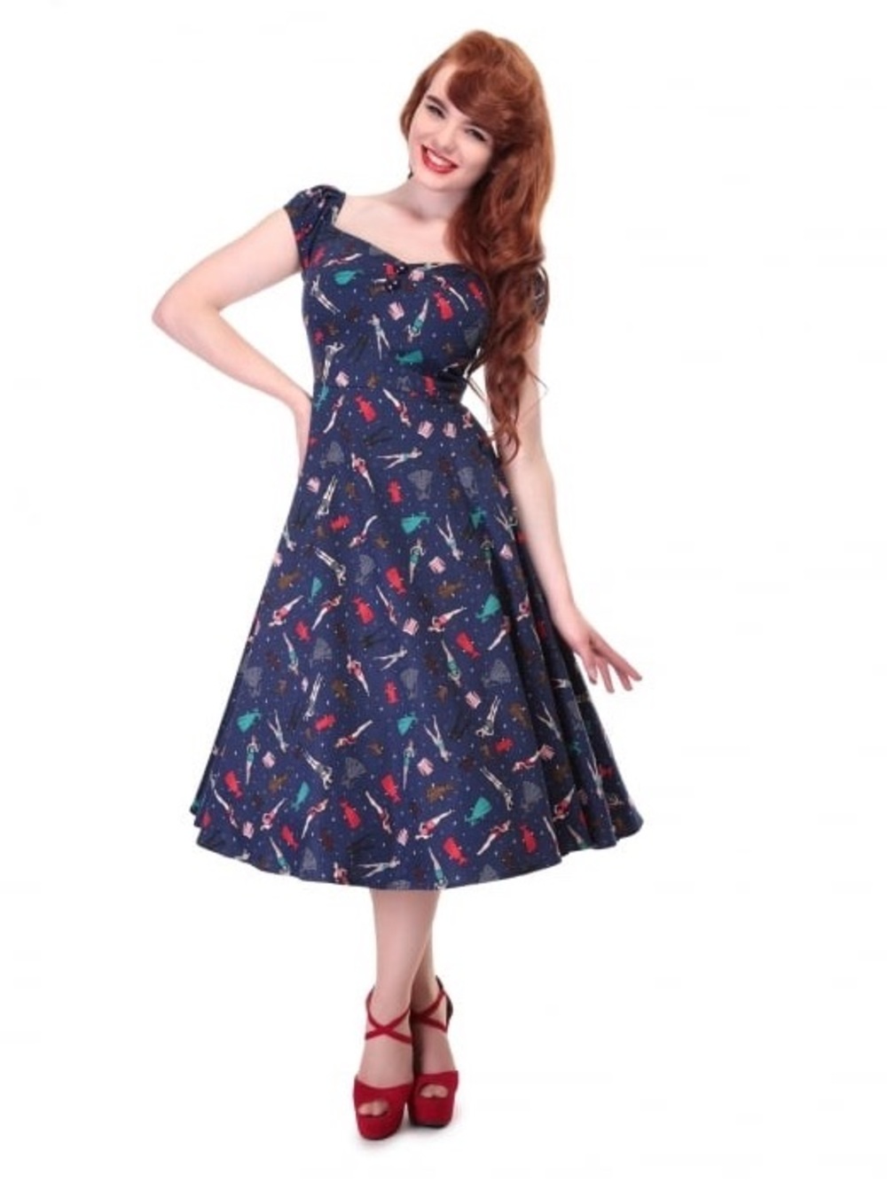 Collectif Dolores Paper-doll Midi Dress